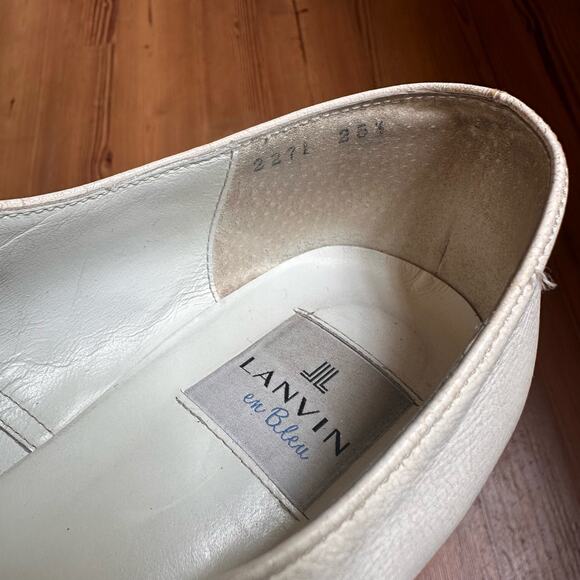 Lanvin vintage white leather lace oxford shoes SIZE 25.5/9.5 - Picture 4 of 8